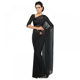 Black georgette saree with blouse (5-6 mtrs), versatile for casual & festive wear